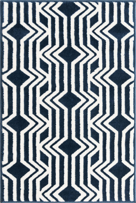 Navy Blue 2' x 3' Vince Camuto Rectangle Area Rug Durable Easy Clean Modern Carpet for Unique Home Interior Decorating for Sale at Rug Engine
