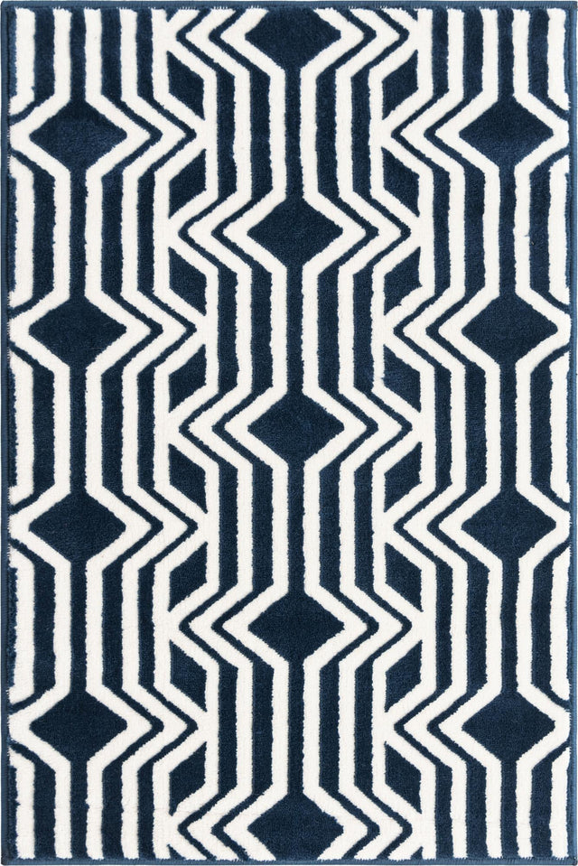 Navy Blue 2' x 3' Vince Camuto Rectangle Area Rug Durable Easy Clean Modern Carpet for Unique Home Interior Decorating for Sale at Rug Engine