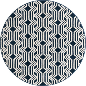 Navy Blue 4' x 4' Vince Camuto Round Area Rug Durable Easy Clean Modern Carpet for Unique Home Interior Decorating for Sale at Rug Engine