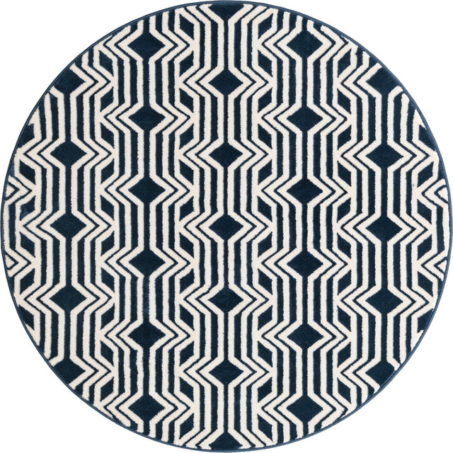 Navy Blue 4' x 4' Vince Camuto Round Area Rug Durable Easy Clean Modern Carpet for Unique Home Interior Decorating for Sale at Rug Engine