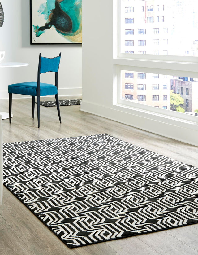 Black 9' x 12' Vince Camuto Rectangle Area Rug Durable Easy Clean Modern Carpet for Unique Home Interior Decorating for Sale at Rug Engine