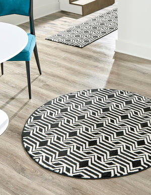 Black 4' x 4' Vince Camuto Round Area Rug Durable Easy Clean Modern Carpet for Unique Home Interior Decorating for Sale at Rug Engine