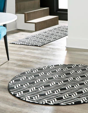 Black 4' x 4' Vince Camuto Round Area Rug Durable Easy Clean Modern Carpet for Unique Home Interior Decorating for Sale at Rug Engine