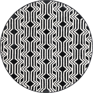 Black 4' x 4' Vince Camuto Round Area Rug Durable Easy Clean Modern Carpet for Unique Home Interior Decorating for Sale at Rug Engine