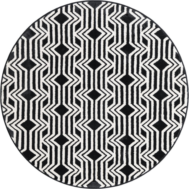 Black 4' x 4' Vince Camuto Round Area Rug Durable Easy Clean Modern Carpet for Unique Home Interior Decorating for Sale at Rug Engine