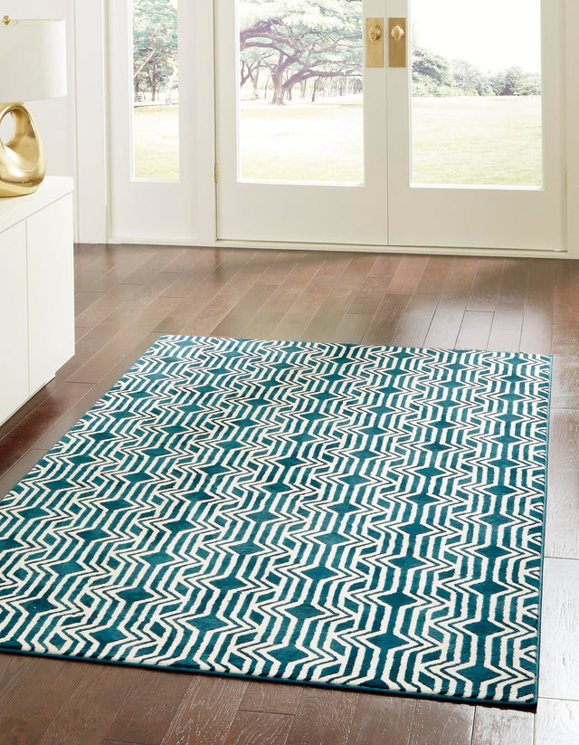 Teal 5' 3 x 8' Vince Camuto Rectangle Area Rug Durable Easy Clean Modern Carpet for Unique Home Interior Decorating for Sale at Rug Engine