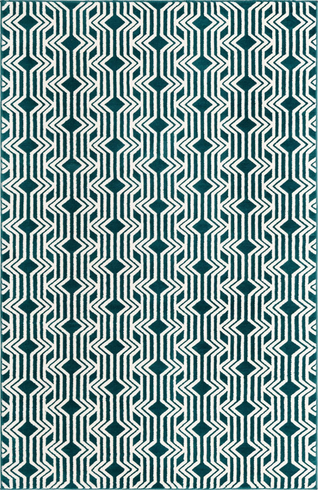 Teal 5' 3 x 8' Vince Camuto Rectangle Area Rug Durable Easy Clean Modern Carpet for Unique Home Interior Decorating for Sale at Rug Engine