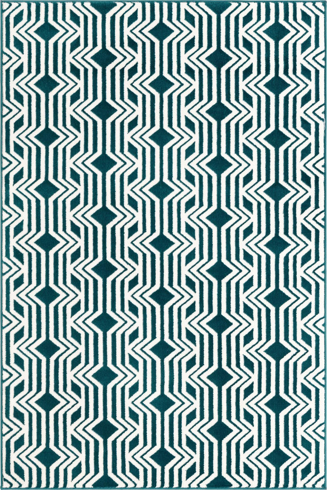 Teal 4' x 6' Vince Camuto Rectangle Area Rug Durable Easy Clean Modern Carpet for Unique Home Interior Decorating for Sale at Rug Engine