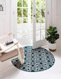 Teal 4' x 4' Vince Camuto Round Area Rug Durable Easy Clean Modern Carpet for Unique Home Interior Decorating for Sale at Rug Engine