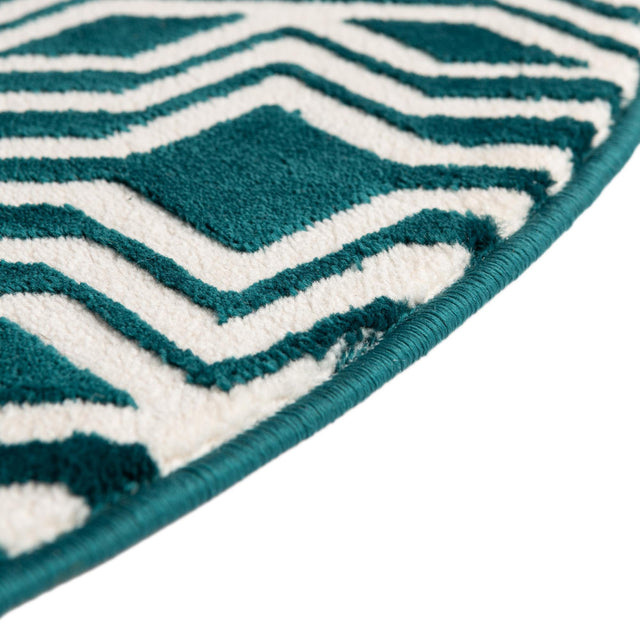 Teal 4' x 4' Vince Camuto Round Area Rug Durable Easy Clean Modern Carpet for Unique Home Interior Decorating for Sale at Rug Engine