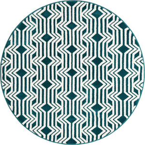 Teal 4' x 4' Vince Camuto Round Area Rug Durable Easy Clean Modern Carpet for Unique Home Interior Decorating for Sale at Rug Engine