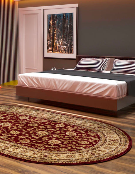 Red 4' 1 x 6' 1 Voyage Oval Area Rug Persian Inspired Classic Traditional Design Durable Carpet Mat for Home Interior Design for Sale at Rug Engine
