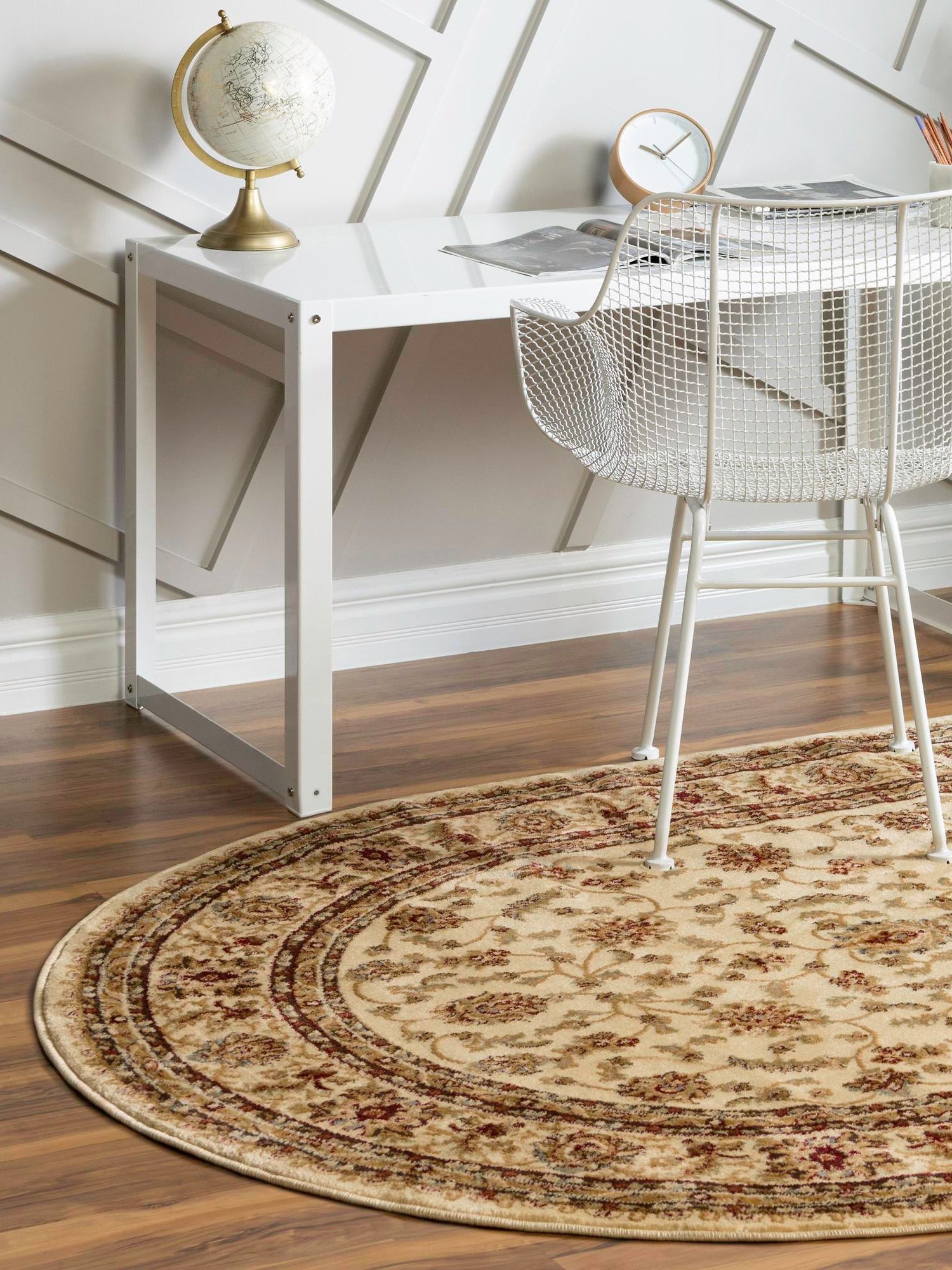 Cream 5' 3 x 8' Voyage Oval Area Rug