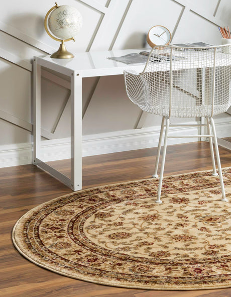 Cream 7' 10 x 10' Voyage Oval Area Rug Persian Inspired Classic Traditional Design Durable Carpet Mat for Home Interior Design for Sale at Rug Engine