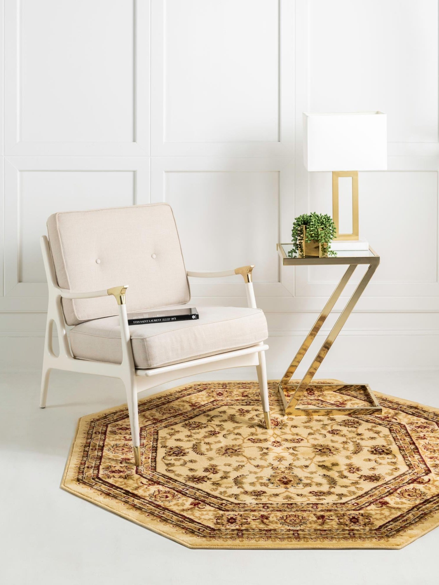Cream 5' 3 x 5' 3 Voyage Octagon Area Rug