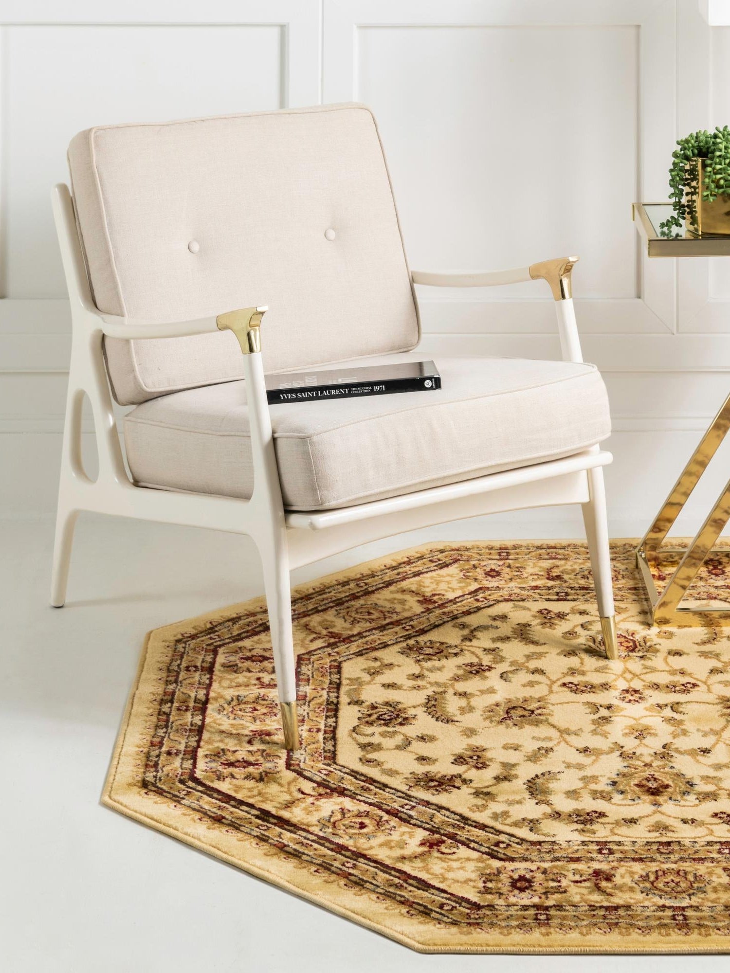 Cream 5' 3 x 5' 3 Voyage Octagon Area Rug