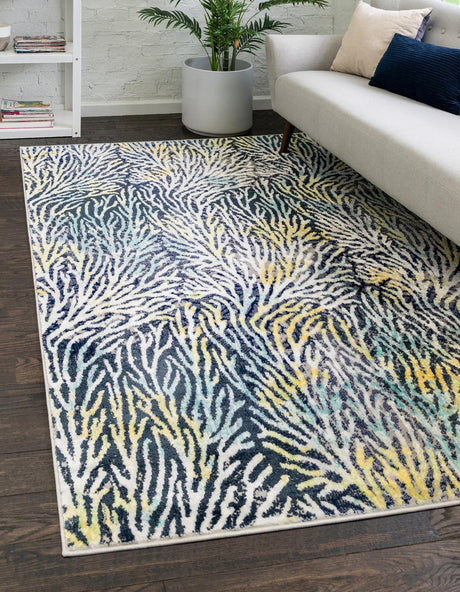 Blue 7' 10 x 10' Ariel Rectangle Area Rug 70% Polypropylene & 30% Polyester Easy Clean Living Room Bedroom Dining Office Carpet for Sale at Rug Engine