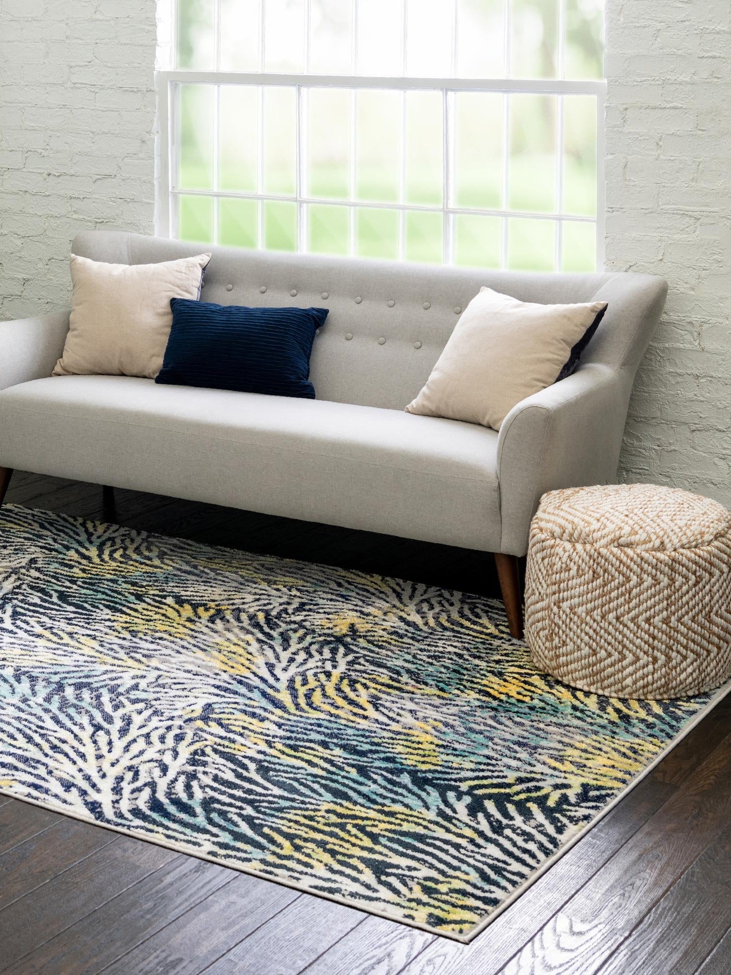 Blue 4' x 6' Ariel Rectangle Area Rug 70% Polypropylene & 30% Polyester Easy Clean Living Room Bedroom Dining Office Carpet for Sale at Rug Engine
