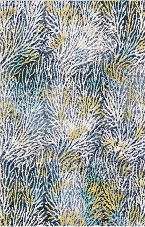 Blue 5' 3 x 8' Ariel Rectangle Area Rug 70% Polypropylene & 30% Polyester Easy Clean Living Room Bedroom Dining Office Carpet for Sale at Rug Engine