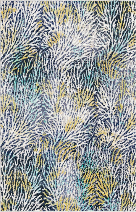 Blue 5' 3 x 8' Ariel Rectangle Area Rug 70% Polypropylene & 30% Polyester Easy Clean Living Room Bedroom Dining Office Carpet for Sale at Rug Engine