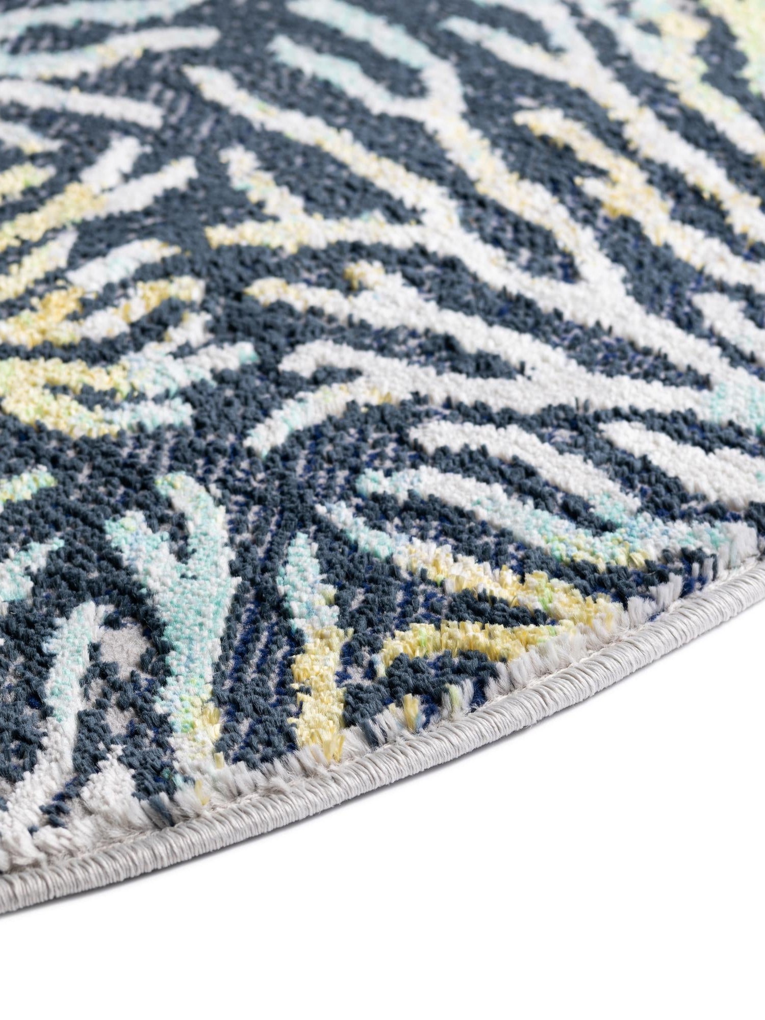 Blue 7' x 7' Ariel Round Area Rug 70% Polypropylene & 30% Polyester Easy Clean Living Room Bedroom Dining Office Carpet for Sale at Rug Engine