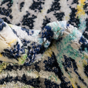 Blue 7' x 7' Ariel Round Area Rug 70% Polypropylene & 30% Polyester Easy Clean Living Room Bedroom Dining Office Carpet for Sale at Rug Engine
