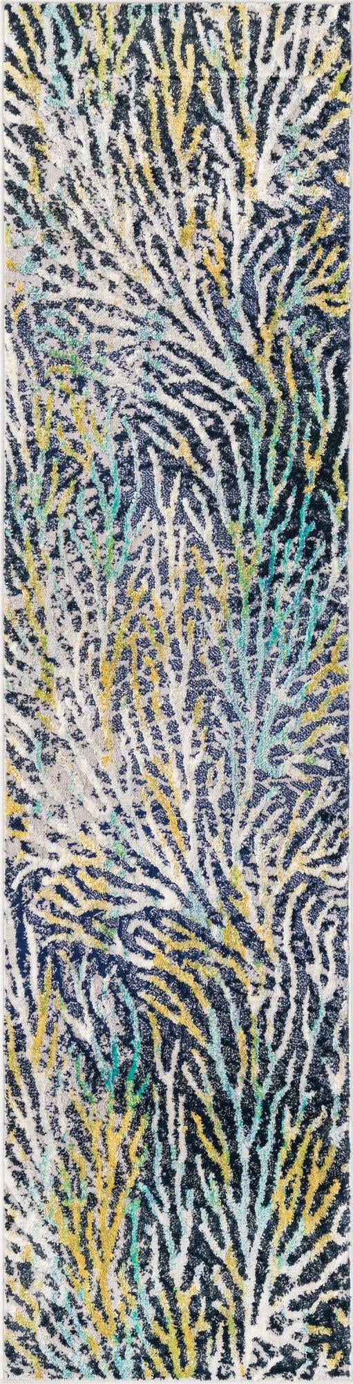 Blue 2' x 8' Ariel Runner Area Rug 70% Polypropylene & 30% Polyester Easy Clean Living Room Bedroom Dining Office Carpet for Sale at Rug Engine