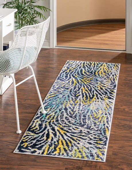 Blue 2' x 6' Ariel Runner Area Rug 70% Polypropylene & 30% Polyester Easy Clean Living Room Bedroom Dining Office Carpet for Sale at Rug Engine