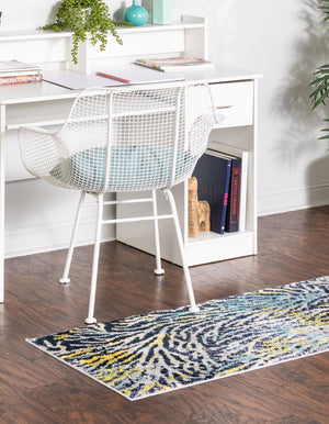 Blue 2' x 6' Ariel Runner Area Rug 70% Polypropylene & 30% Polyester Easy Clean Living Room Bedroom Dining Office Carpet for Sale at Rug Engine