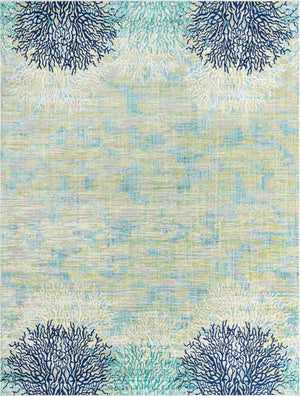 Blue 9' x 12' Ariel Rectangle Area Rug 70% Polypropylene & 30% Polyester Easy Clean Living Room Bedroom Dining Office Carpet for Sale at Rug Engine