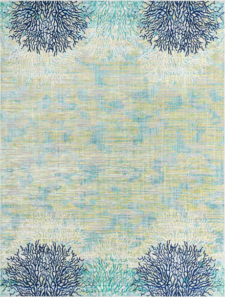 Blue 9' x 12' Ariel Rectangle Area Rug 70% Polypropylene & 30% Polyester Easy Clean Living Room Bedroom Dining Office Carpet for Sale at Rug Engine