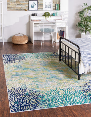 Blue 1' 4 x 1' 4 Ariel Sample Area Rug 70% Polypropylene & 30% Polyester Easy Clean Living Room Bedroom Dining Office Carpet for Sale at Rug Engine