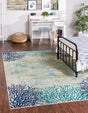 Blue 9' x 12' Ariel Rectangle Area Rug 70% Polypropylene & 30% Polyester Easy Clean Living Room Bedroom Dining Office Carpet for Sale at Rug Engine