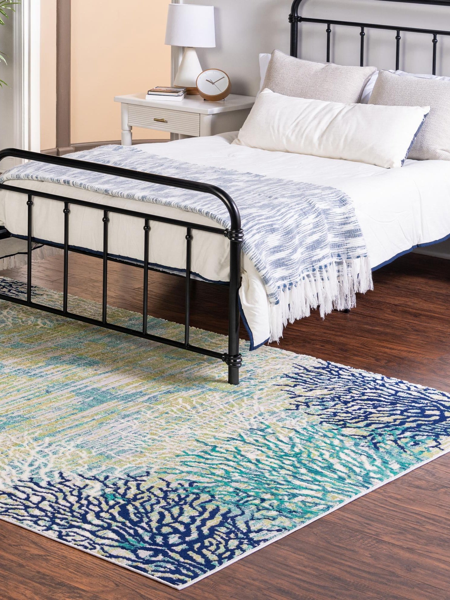 Blue 4' x 6' Ariel Rectangle Area Rug 70% Polypropylene & 30% Polyester Easy Clean Living Room Bedroom Dining Office Carpet for Sale at Rug Engine