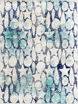 Blue 9' x 12' Ariel Rectangle Area Rug 70% Polypropylene & 30% Polyester Easy Clean Living Room Bedroom Dining Office Carpet for Sale at Rug Engine
