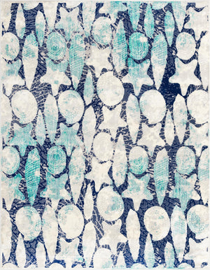 Blue 7' 10 x 10' Ariel Rectangle Area Rug 70% Polypropylene & 30% Polyester Easy Clean Living Room Bedroom Dining Office Carpet for Sale at Rug Engine