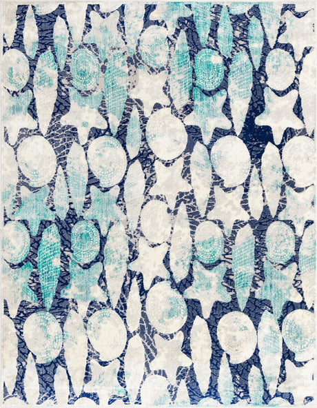 Blue 7' 10 x 10' Ariel Rectangle Area Rug 70% Polypropylene & 30% Polyester Easy Clean Living Room Bedroom Dining Office Carpet for Sale at Rug Engine