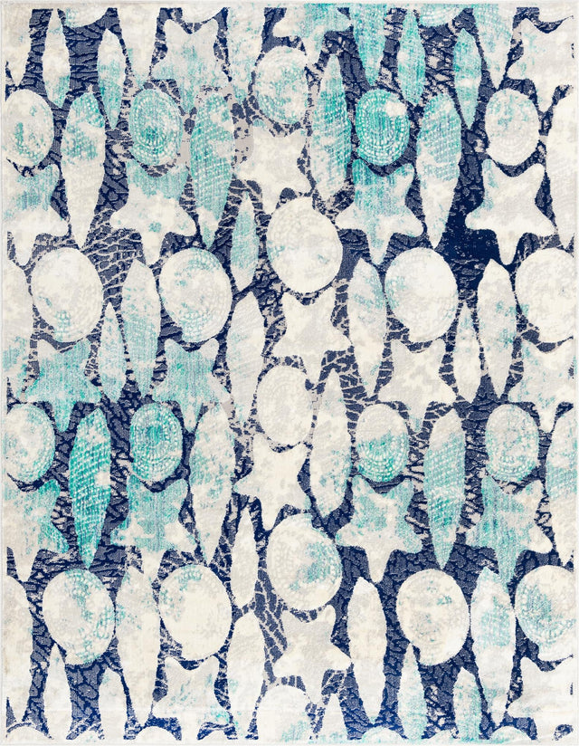 Blue 7' 10 x 10' Ariel Rectangle Area Rug 70% Polypropylene & 30% Polyester Easy Clean Living Room Bedroom Dining Office Carpet for Sale at Rug Engine