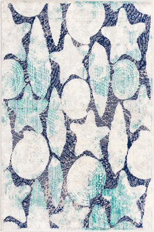 Blue 4' x 6' Ariel Rectangle Area Rug 70% Polypropylene & 30% Polyester Easy Clean Living Room Bedroom Dining Office Carpet for Sale at Rug Engine