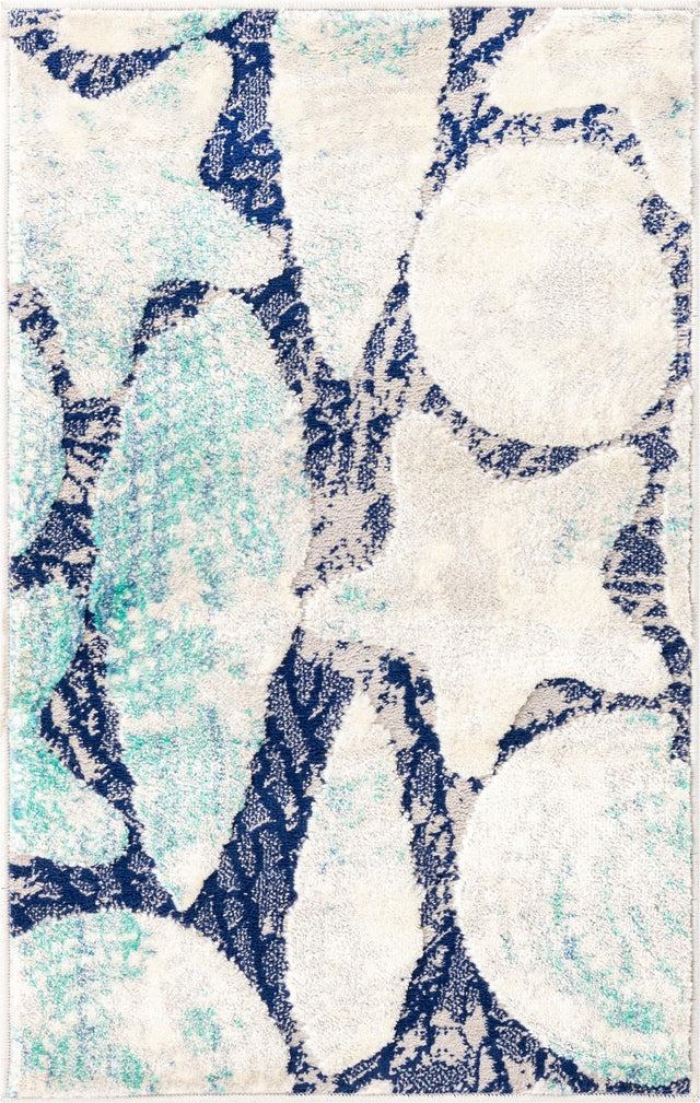 Blue 2' x 3' Ariel Rectangle Area Rug 70% Polypropylene & 30% Polyester Easy Clean Living Room Bedroom Dining Office Carpet for Sale at Rug Engine