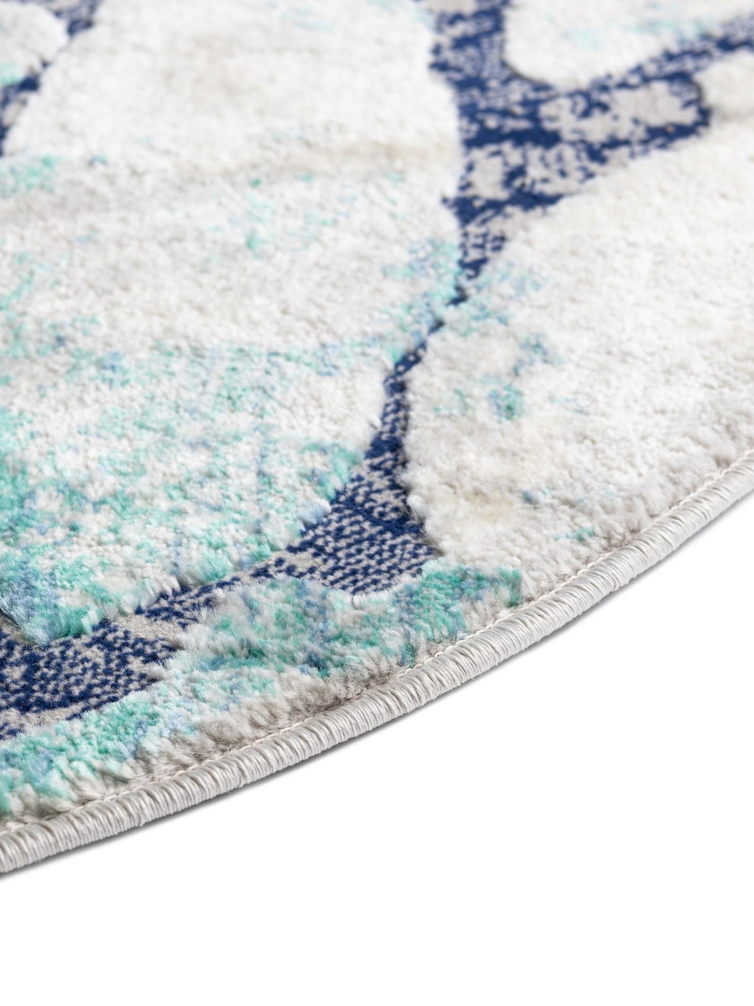 Blue 7' x 7' Ariel Round Area Rug 70% Polypropylene & 30% Polyester Easy Clean Living Room Bedroom Dining Office Carpet for Sale at Rug Engine
