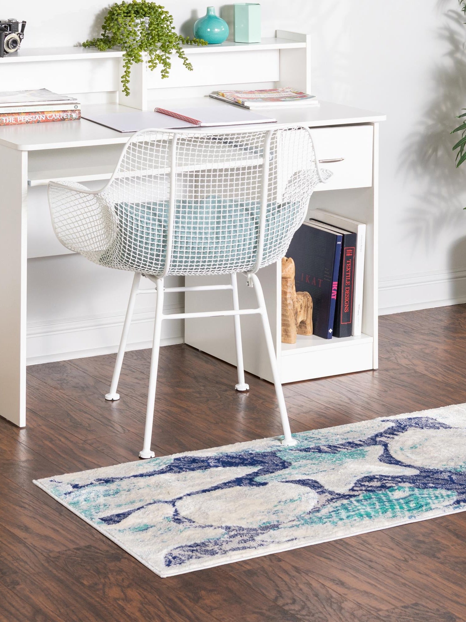 Blue 2' x 6' Ariel Runner Area Rug 70% Polypropylene & 30% Polyester Easy Clean Living Room Bedroom Dining Office Carpet for Sale at Rug Engine