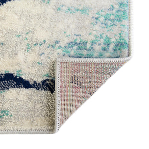 Blue 2' x 6' Ariel Runner Area Rug 70% Polypropylene & 30% Polyester Easy Clean Living Room Bedroom Dining Office Carpet for Sale at Rug Engine