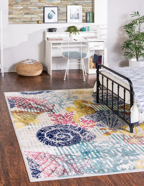 Multicolor 2' x 3' Ariel Rectangle Area Rug 70% Polypropylene & 30% Polyester Easy Clean Living Room Bedroom Dining Office Carpet for Sale at Rug Engine