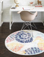 Multicolor 4' x 4' Ariel Round Area Rug 70% Polypropylene & 30% Polyester Easy Clean Living Room Bedroom Dining Office Carpet for Sale at Rug Engine