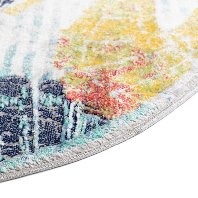 Multicolor 4' x 4' Ariel Round Area Rug 70% Polypropylene & 30% Polyester Easy Clean Living Room Bedroom Dining Office Carpet for Sale at Rug Engine