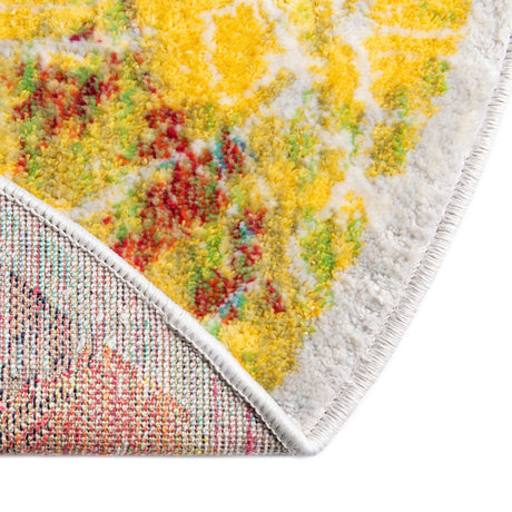 Multicolor 4' x 4' Ariel Round Area Rug 70% Polypropylene & 30% Polyester Easy Clean Living Room Bedroom Dining Office Carpet for Sale at Rug Engine