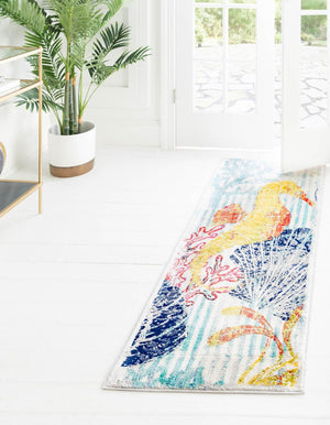 Multicolor 2' x 8' Ariel Runner Area Rug 70% Polypropylene & 30% Polyester Easy Clean Living Room Bedroom Dining Office Carpet for Sale at Rug Engine