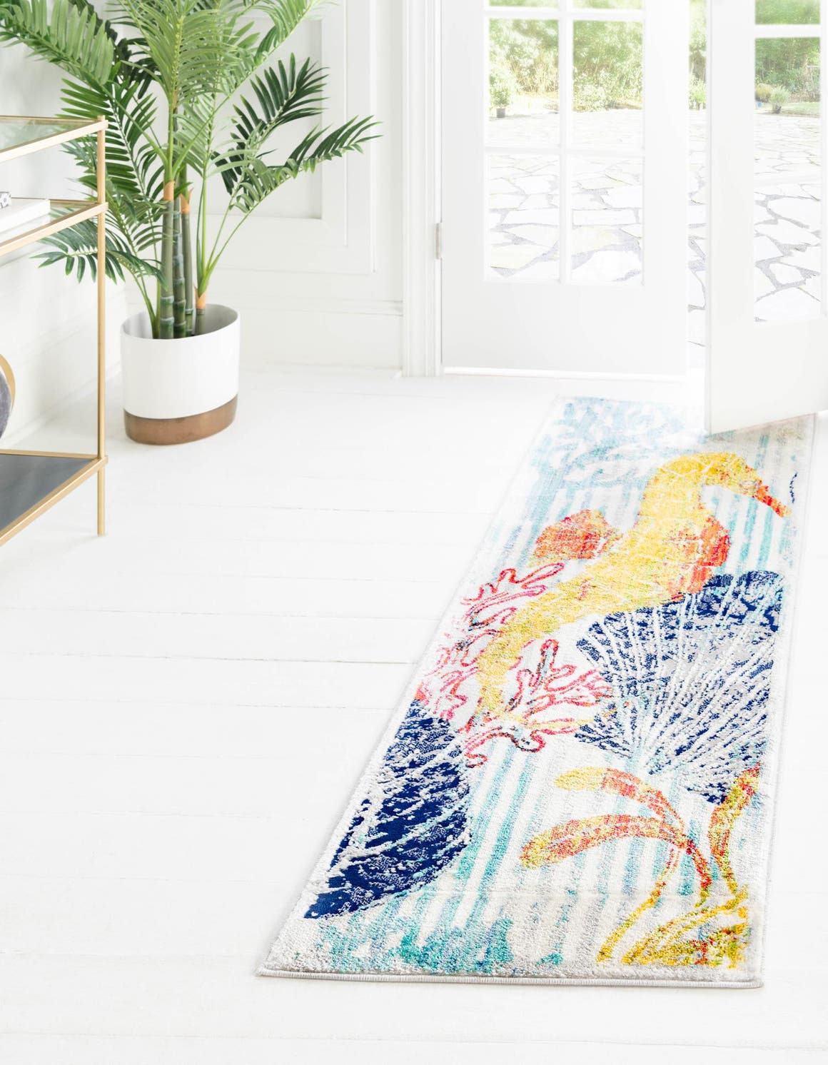 Multicolor 2' x 6' Ariel Runner Area Rug 70% Polypropylene & 30% Polyester Easy Clean Living Room Bedroom Dining Office Carpet for Sale at Rug Engine