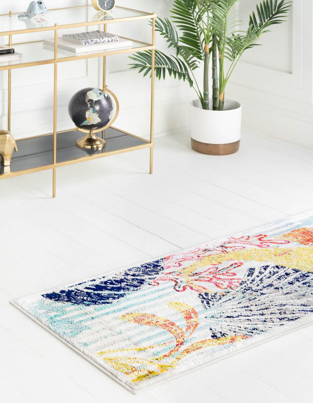 Multicolor 2' x 8' Ariel Runner Area Rug 70% Polypropylene & 30% Polyester Easy Clean Living Room Bedroom Dining Office Carpet for Sale at Rug Engine